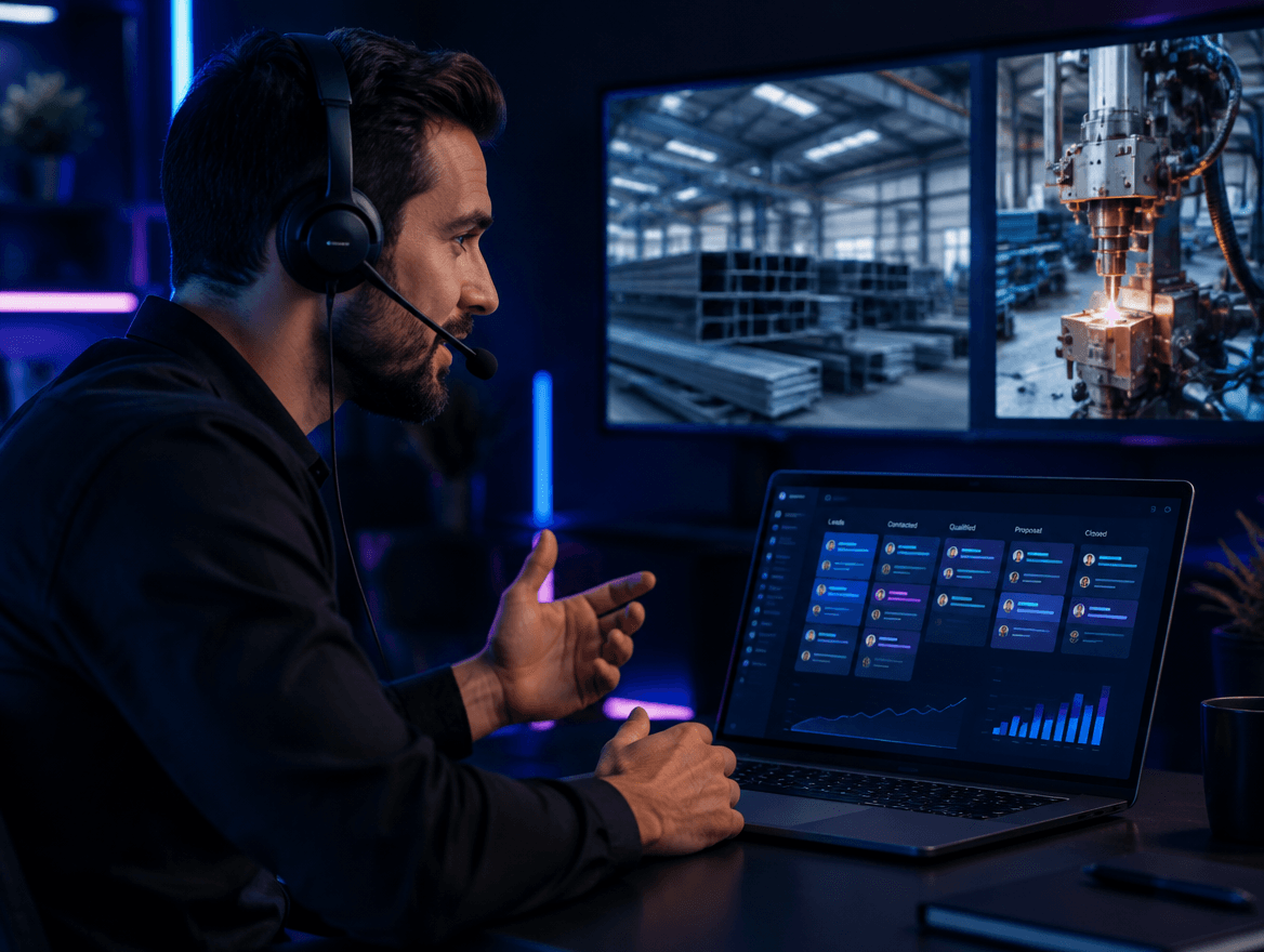 Fluxo comercial inteligente Consultor da Raus Digital atendendo um lead e acompanhando propostas no CRM